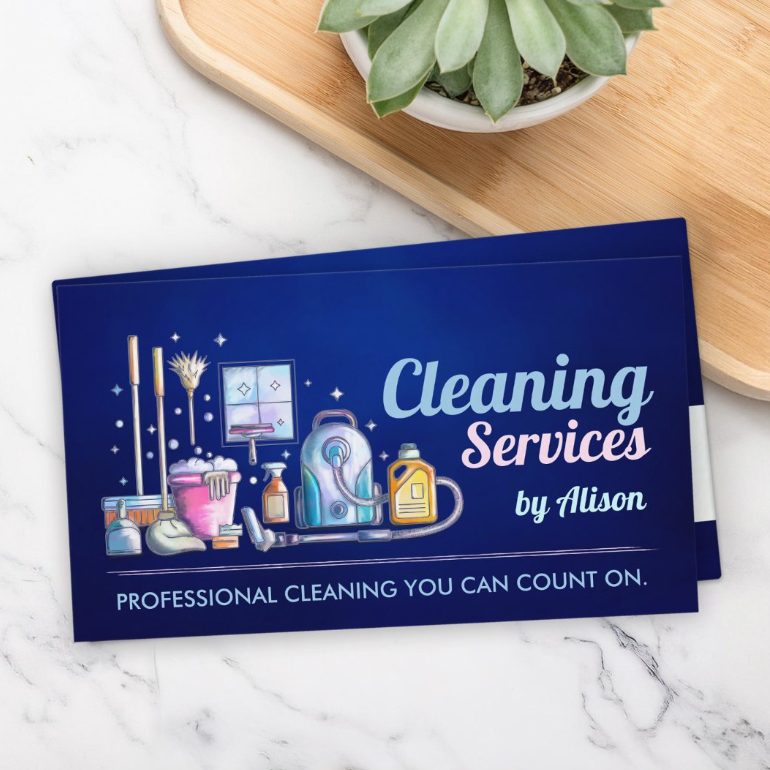 Elegant housekeeper business card in watercolor style