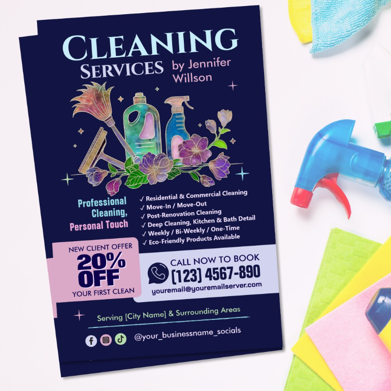 Cool colorful cleaning services flyer