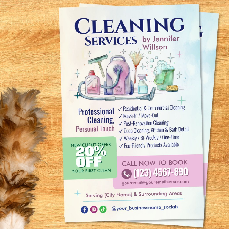 Cleaning Services Flyer - Watercolor art