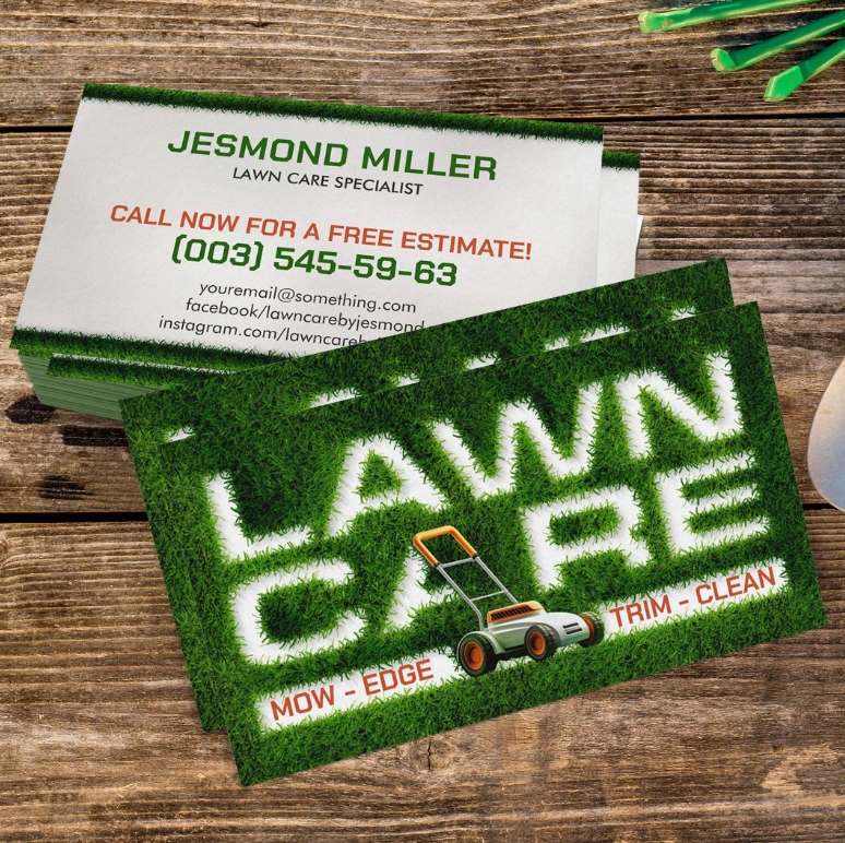 Cool modern business card for lawn services