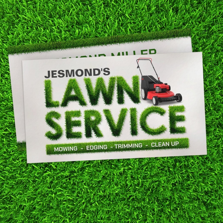 Business card for lawn care services - cool modern bold design