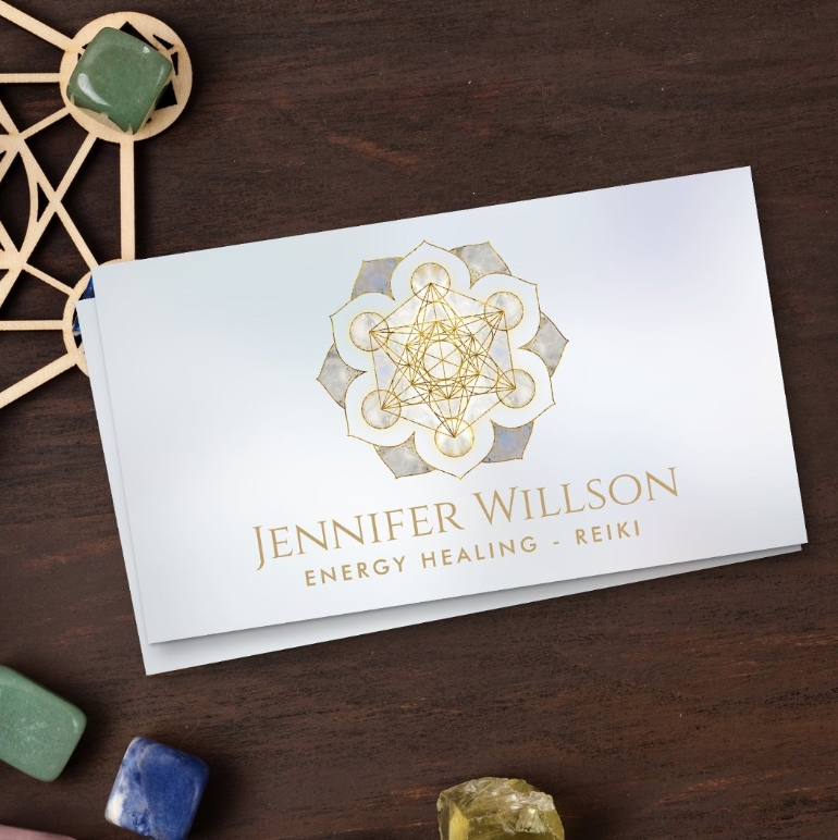 Metatron's cube in lotus flower business card