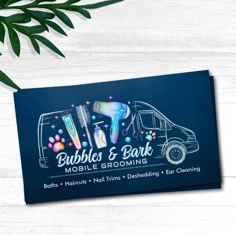 Mobile Pet Grooming Services - Watercolor art Business Card