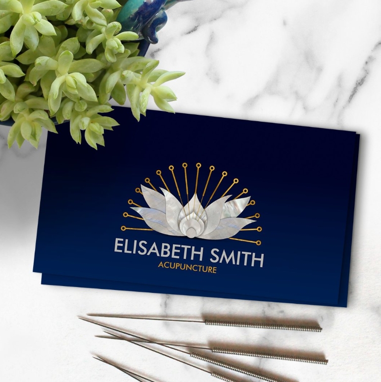 Acupuncture Lotus - Mother of Pearl and gold Business Card