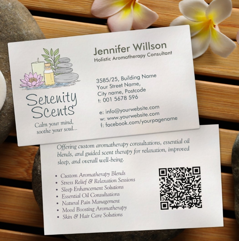 essential oil therapist business card