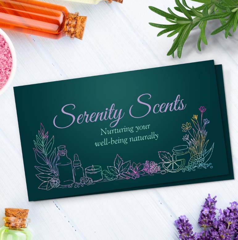 aromatherapy business card for wellness practitioners line art
