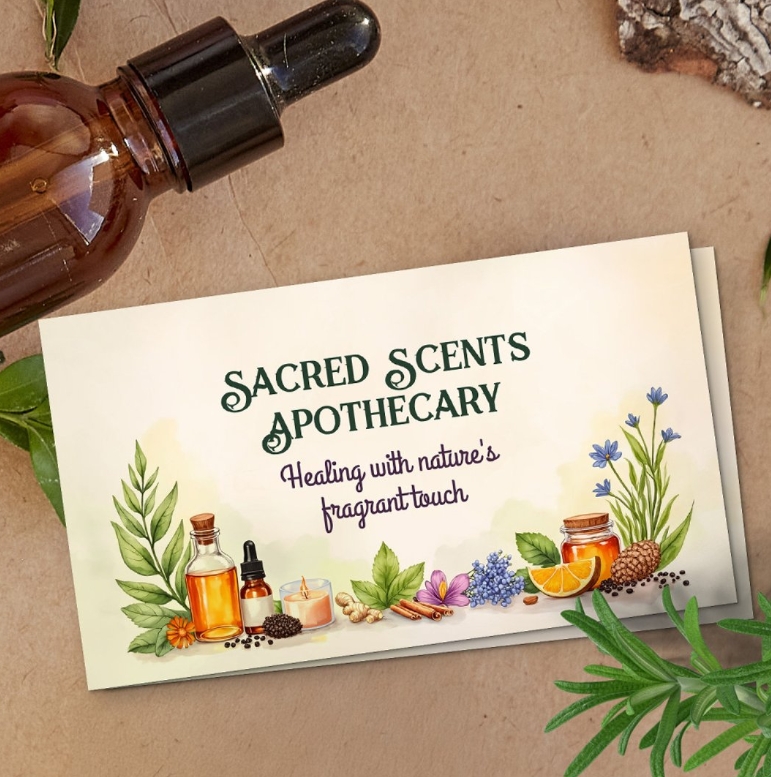 watercolor aromatherapy business card