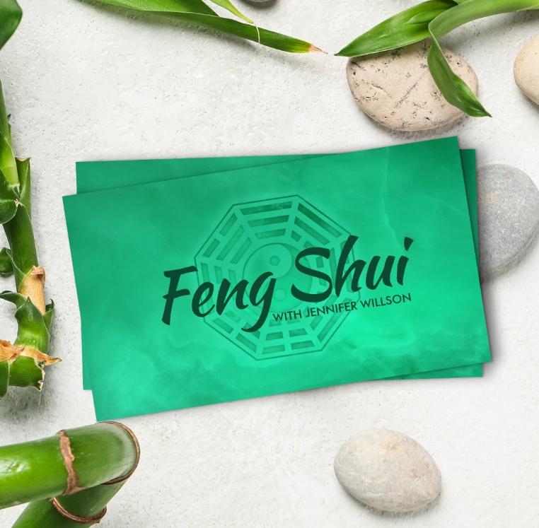 jade texture feng shui branding card