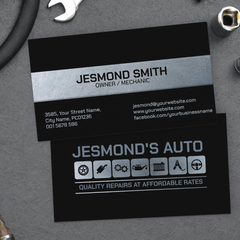 Business Card for Car Mechanics and Auto Repair Services