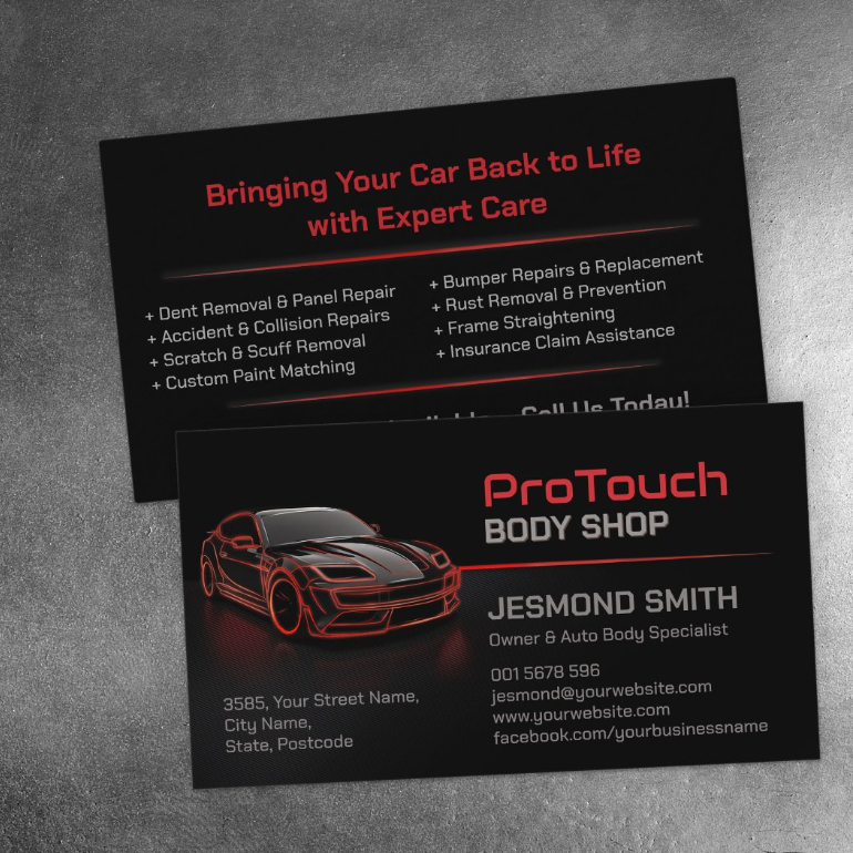 Business Card for Car Mechanics and Auto Repair Services