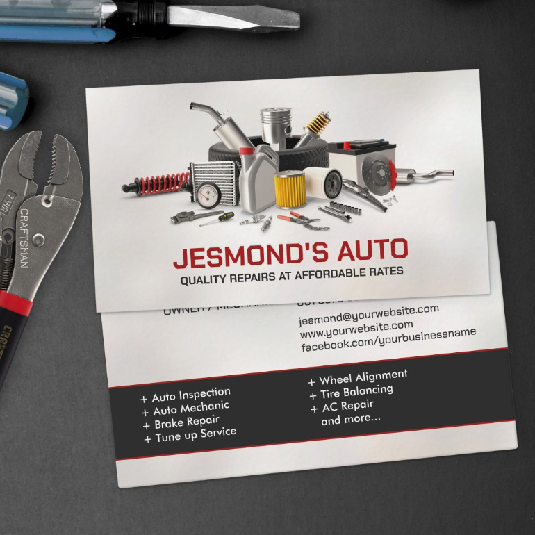 Business Card for Car Mechanics and Auto Repair Services