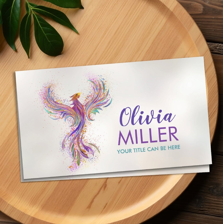 Colorful Rising Phoenix Bird Business Card