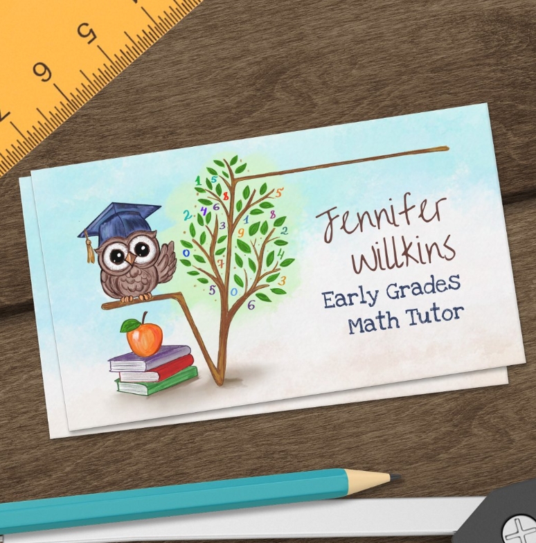 Private Math Tutor - Early grades, elementary Business Card -hand draw illustration