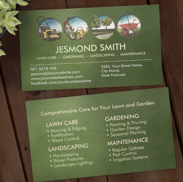 Gardening business card - hand-drawn illustration