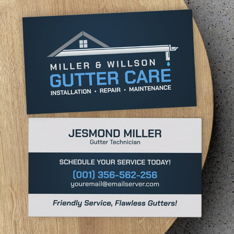 Business card for gutter repair services