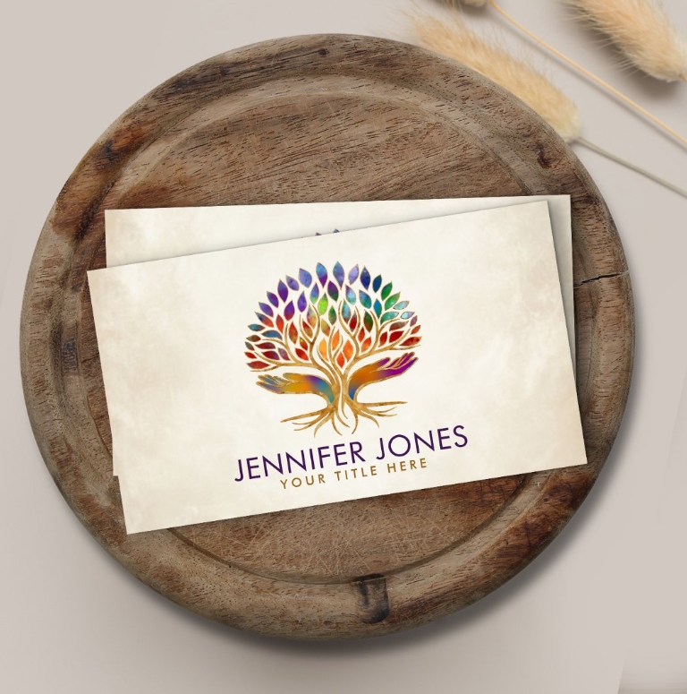 Colorful Helping Hands Tree Business Card