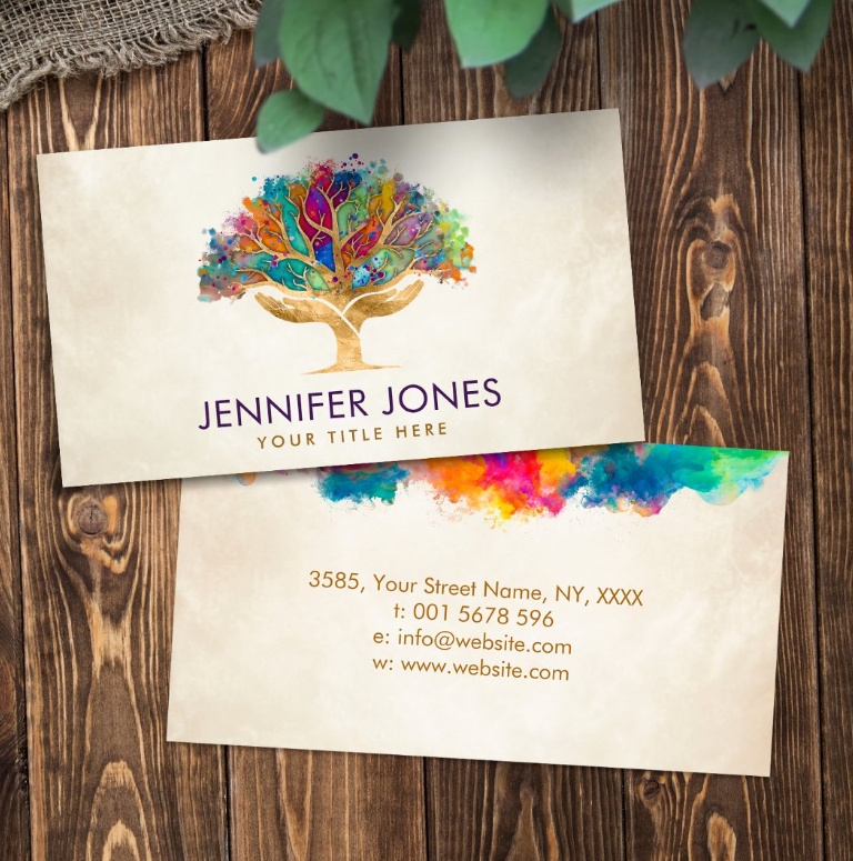Colorful Helping Hands Tree Business Card
