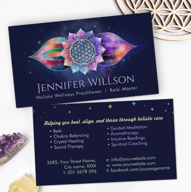 Flower of life in lotus business card