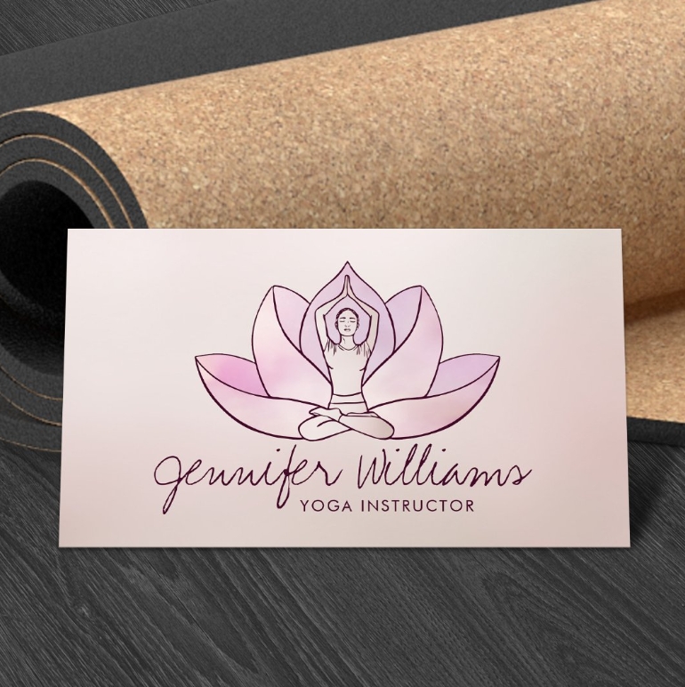 Yoga Lotus Line art - Gentle Rose Business Card