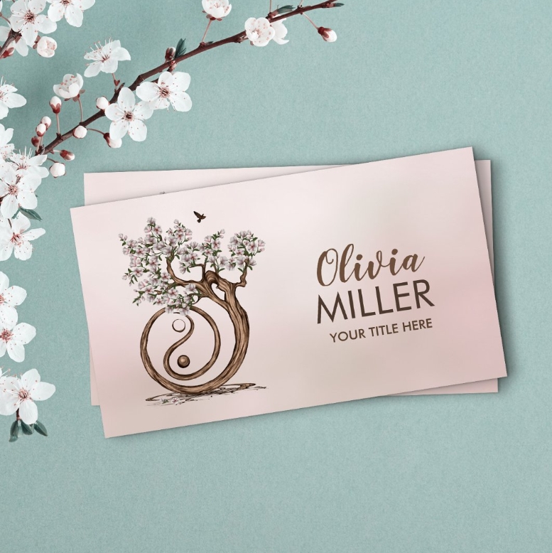 Magnolia Blossom Yin Yang Tree Business Card