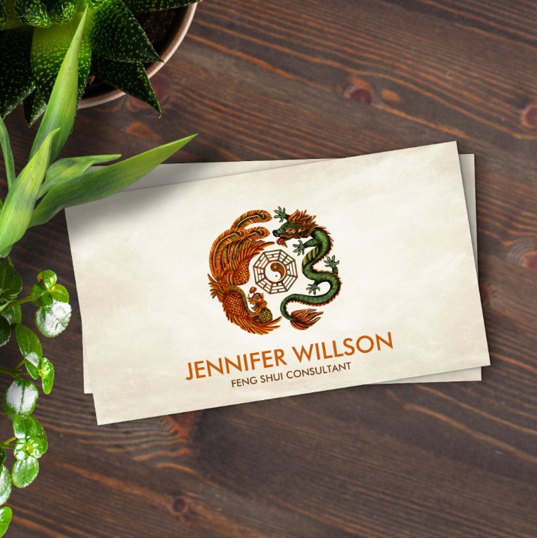 Phoenix and Dragon Ornament Business Card