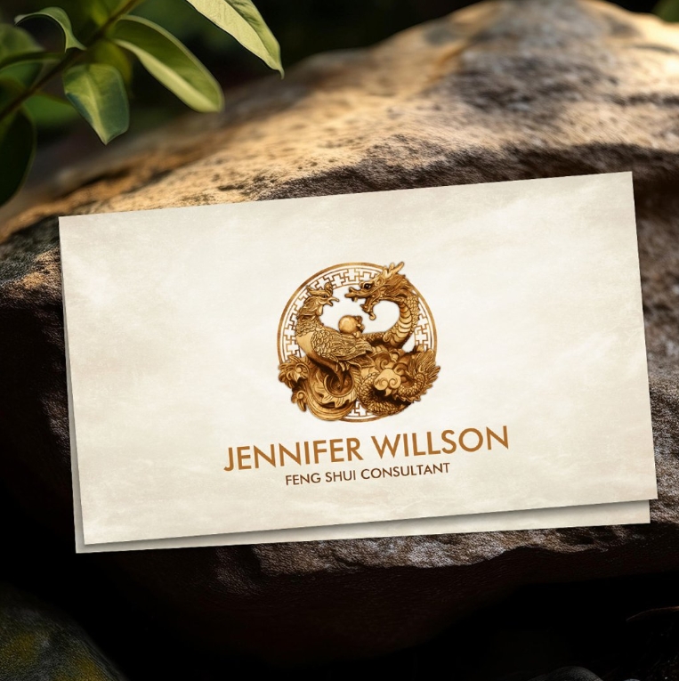 Phoenix and Dragon Ornament Business Card