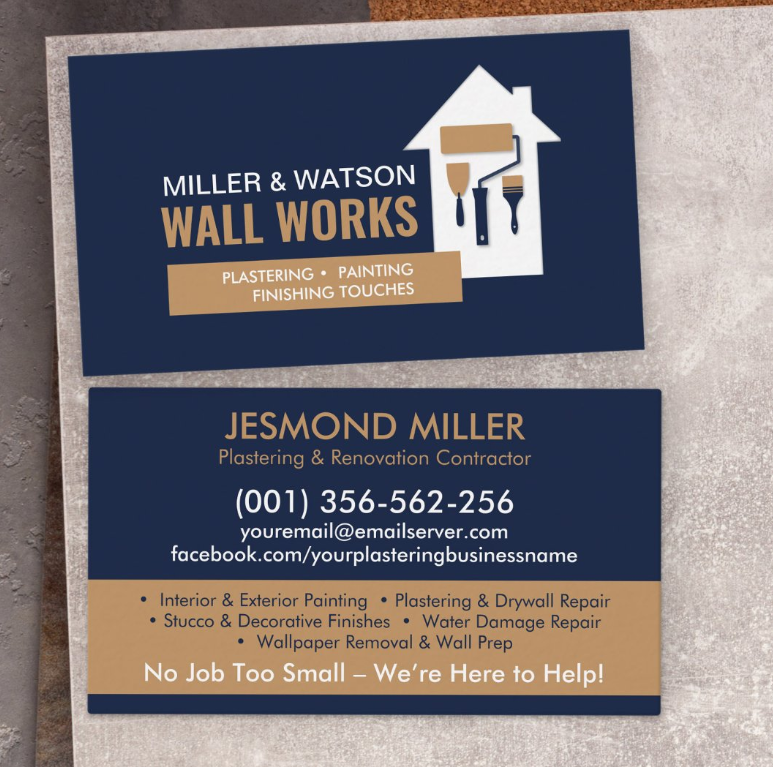 Plastering and Painting Services Business Card