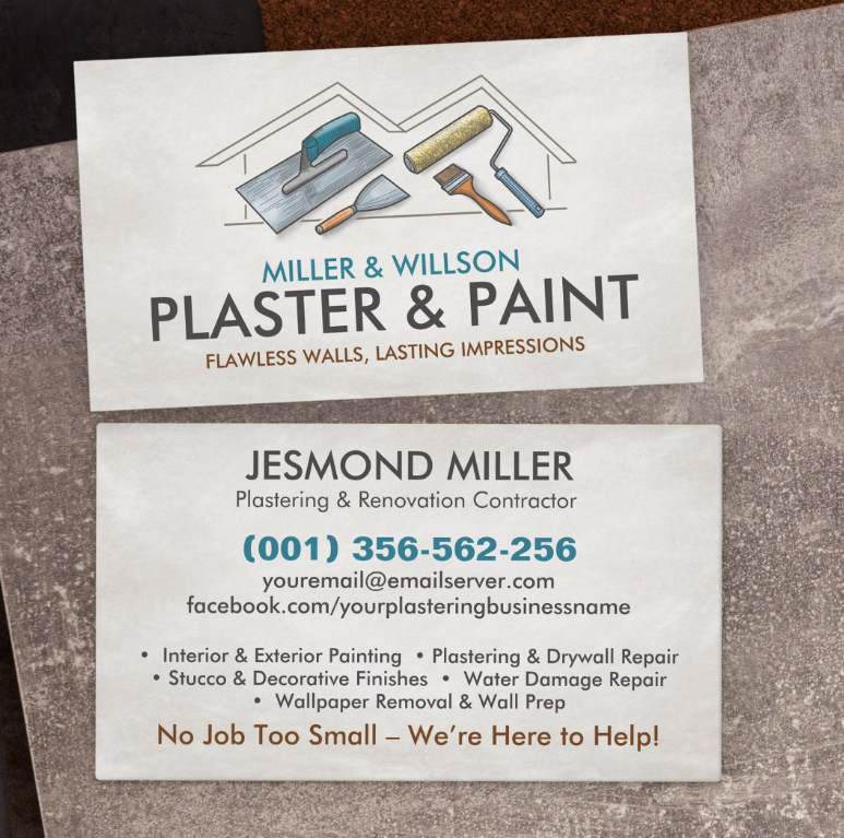 Plastering and Painting Services Business Card