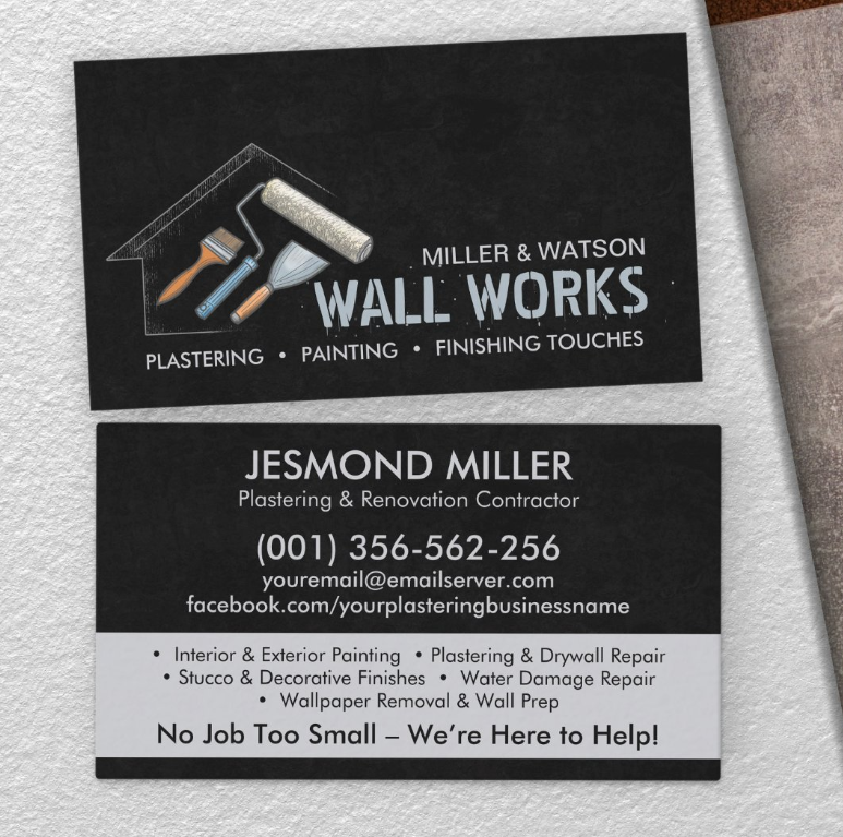 Plastering and Painting Services Business Card