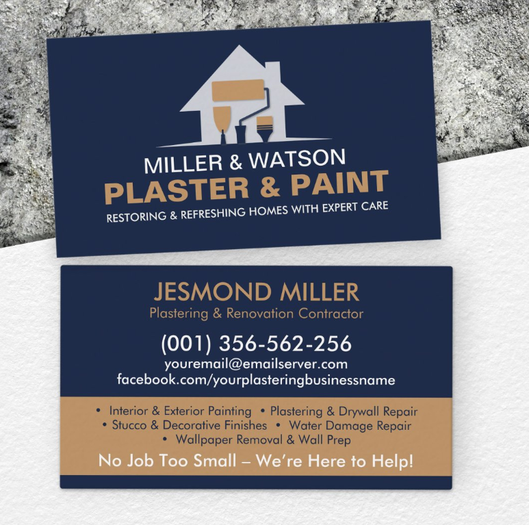 Plastering and Painting Services Business Card