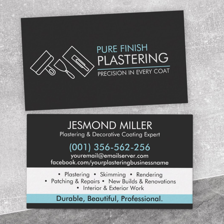 Business Cards for Plastering Services – Clean Lines, Solid Craft