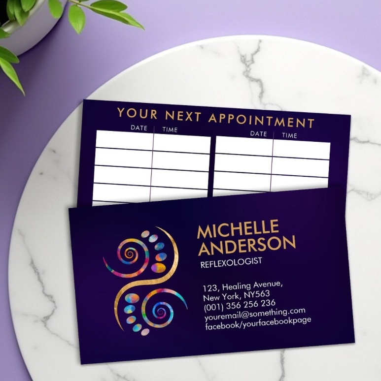 yin yang reflexology card with appointment