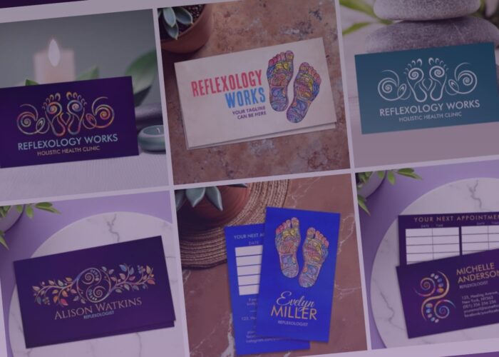 Reflexology Business Cards with Colorful Symbols of Healing