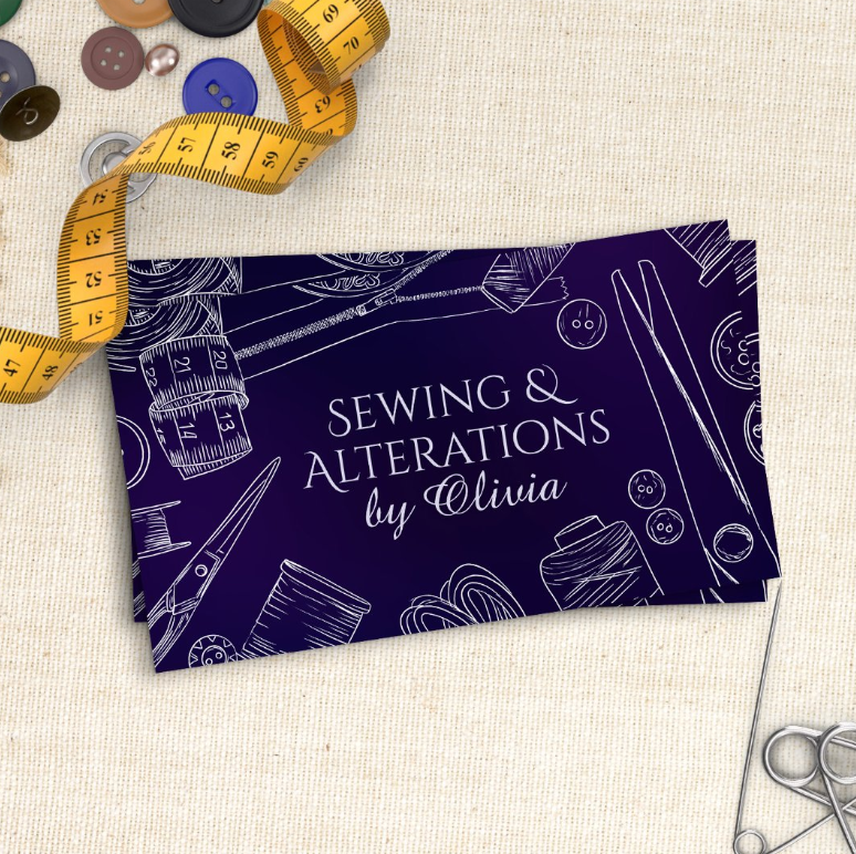 Seamstress business card-cool line art drawing