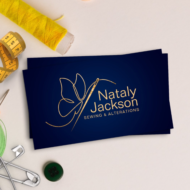 Sewing and alterations business card - clean minimal modern style