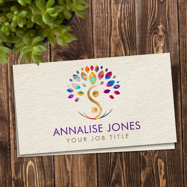 Yin Yang tree of life - Colorful Leaves Business Card