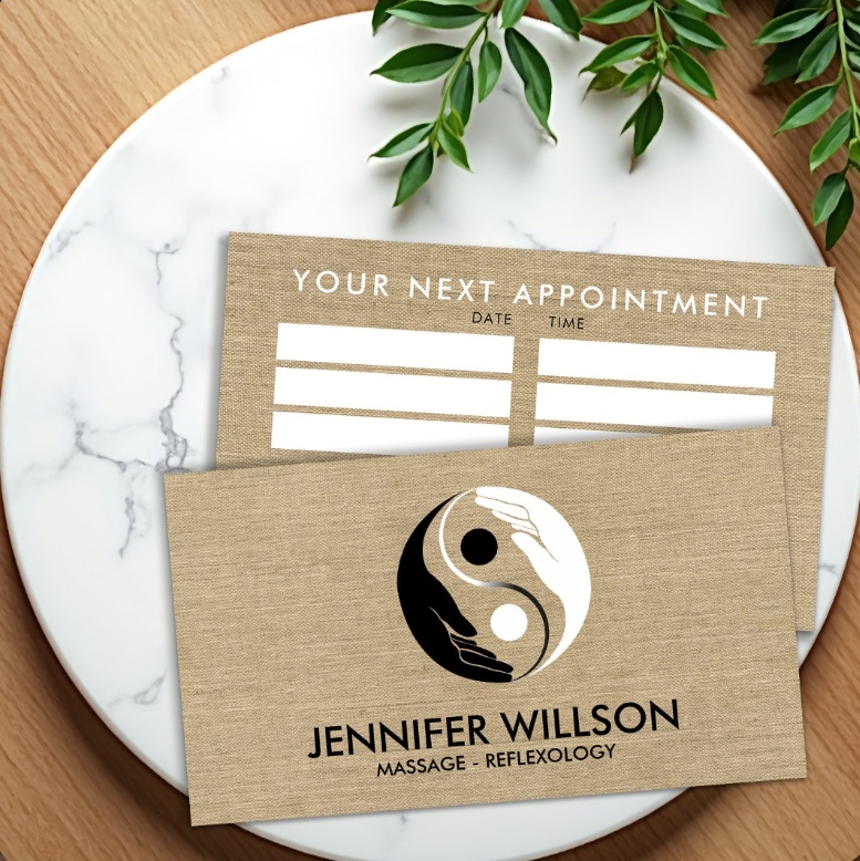 Healing Hands Yin Yang symbol Appointment Business Card