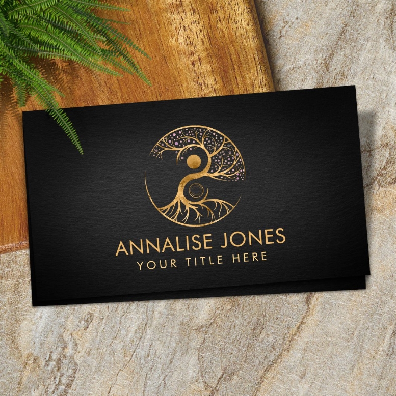 Yin Yang Tree of life - Fluorite and Gold Business Card