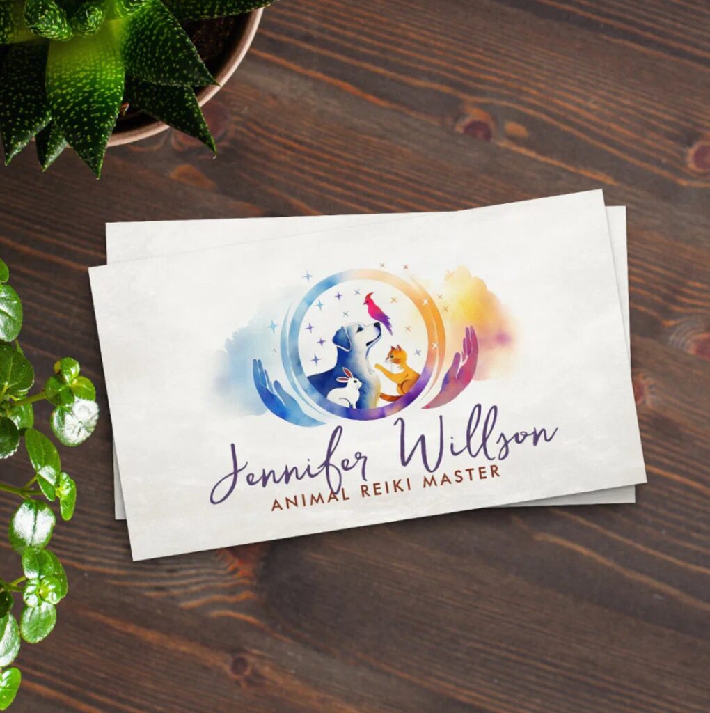 Animal Reiki business card- watercolor art