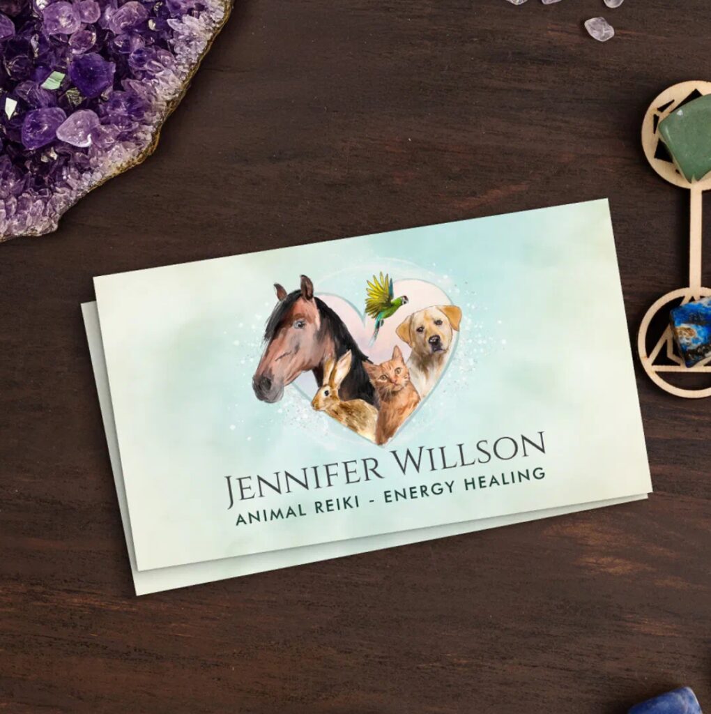 Animal Reiki - Energy Healing - Watercolor Art Business Card