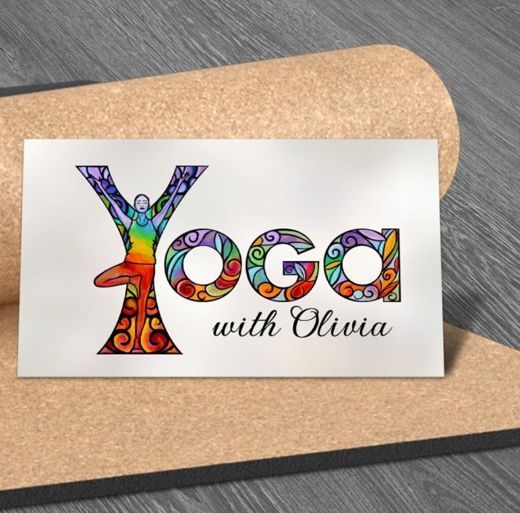 Colorful Yoga Word Art Business Card