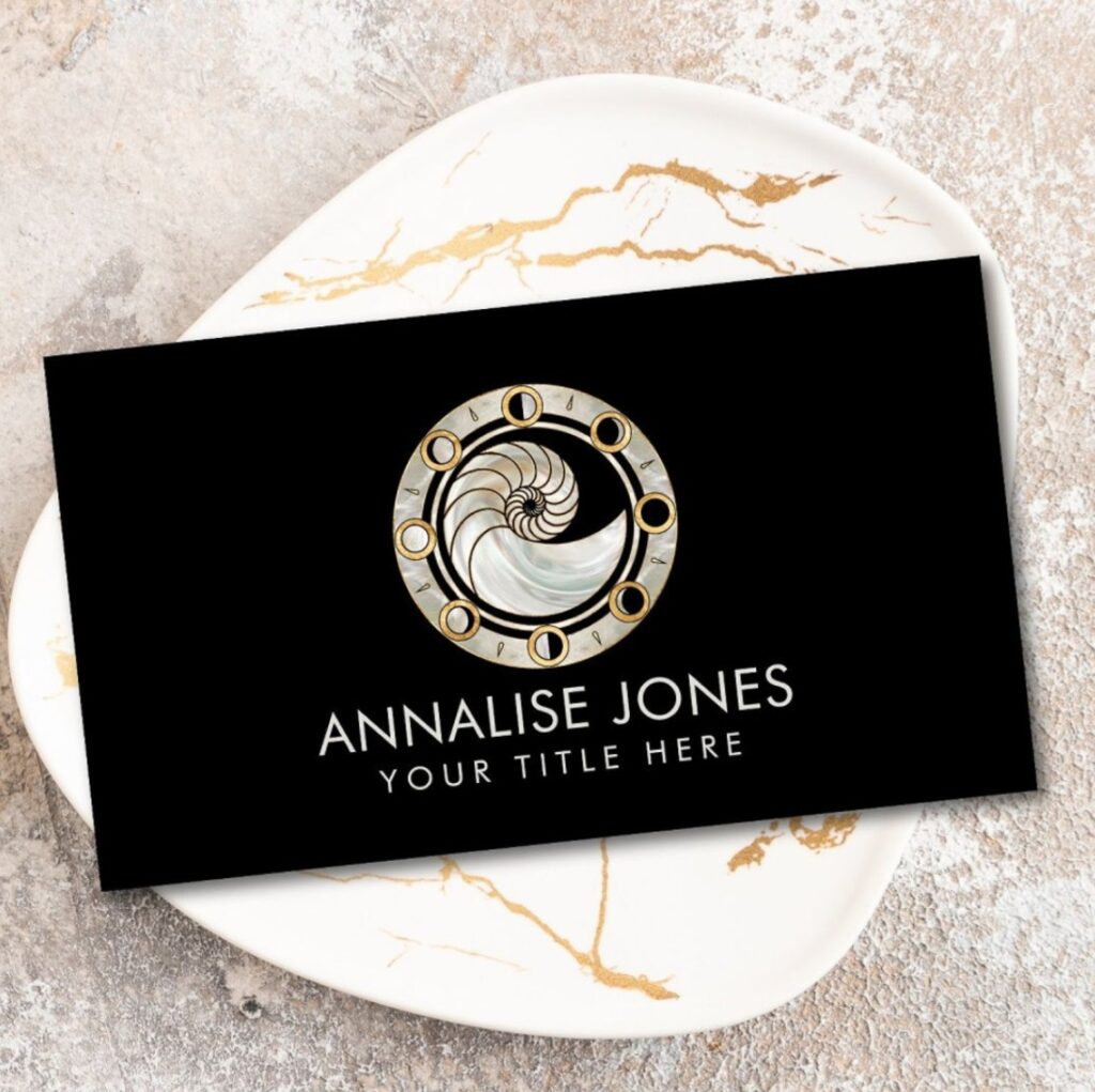 Nautilus Shell Phases of the Moon Business Card
