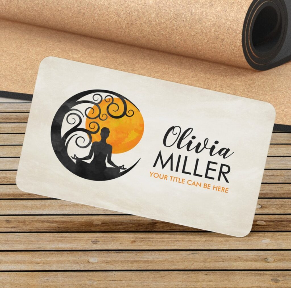 Yoga Tree Moon and Sun - Watercolor Business Card