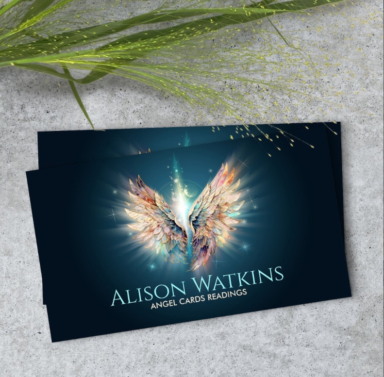 Angel wings business card for spiritual coaches and healers