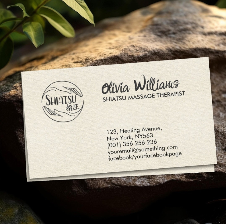 Appointment business card for shiatsu massage services