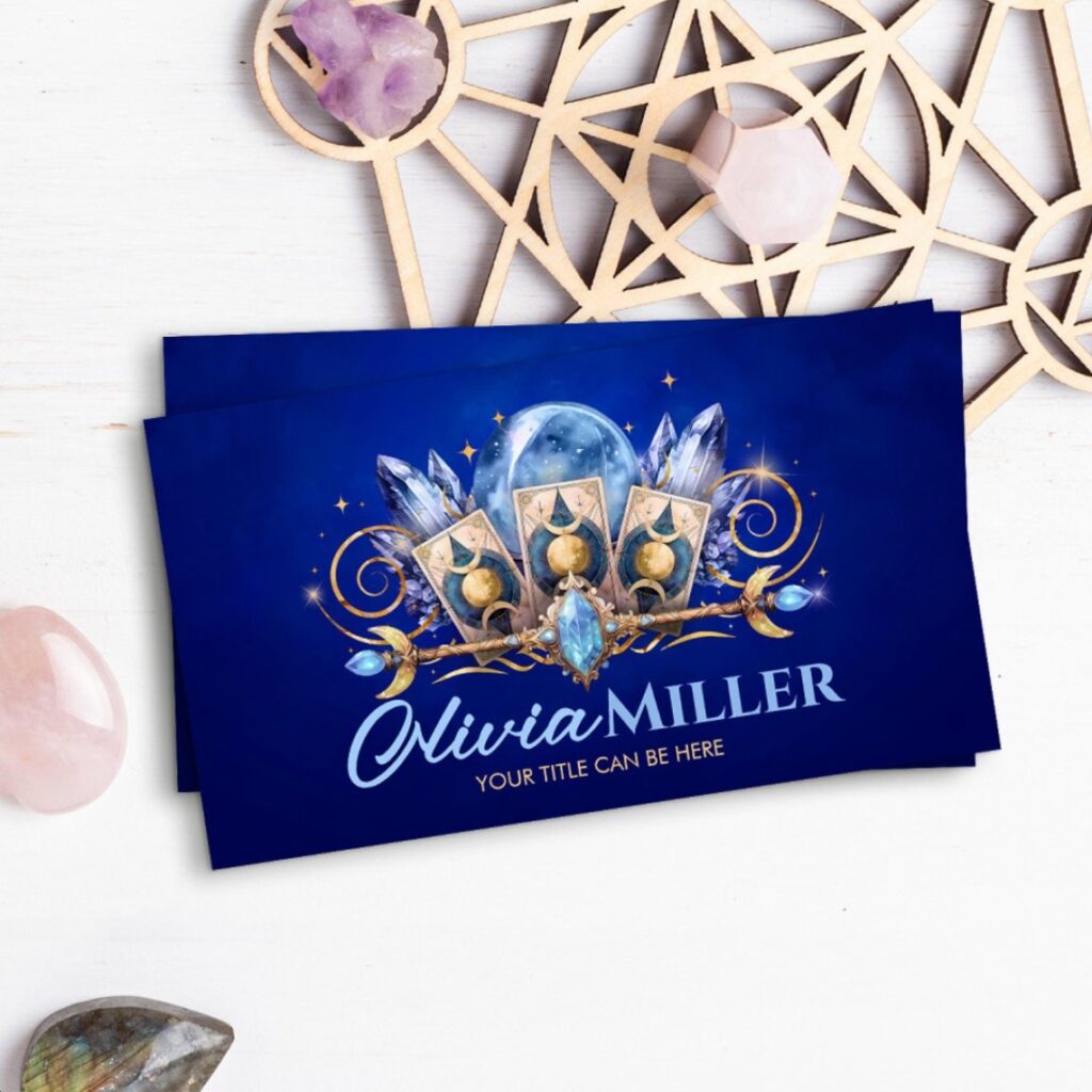Blue Moon Magic Oracle Cards with Ball and Crystals Business Card