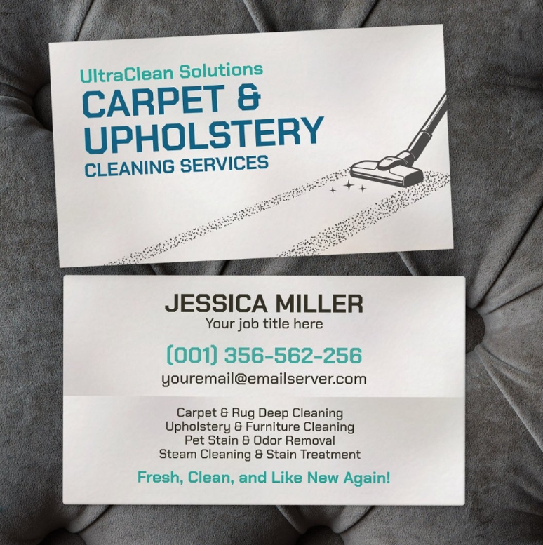 Carpet and sofa cleaning services business card