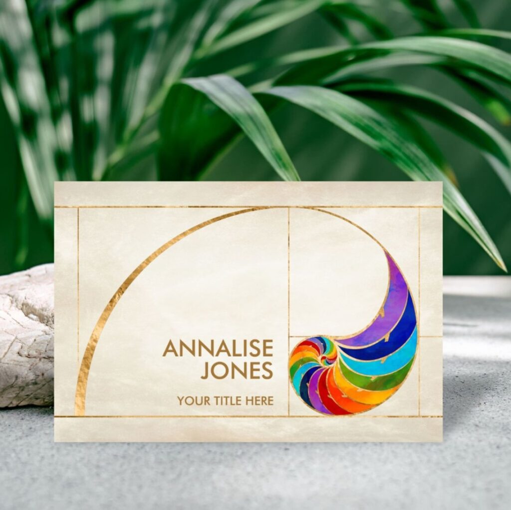 Nautilus Shell Watercolor with Chakra Colors Business Card