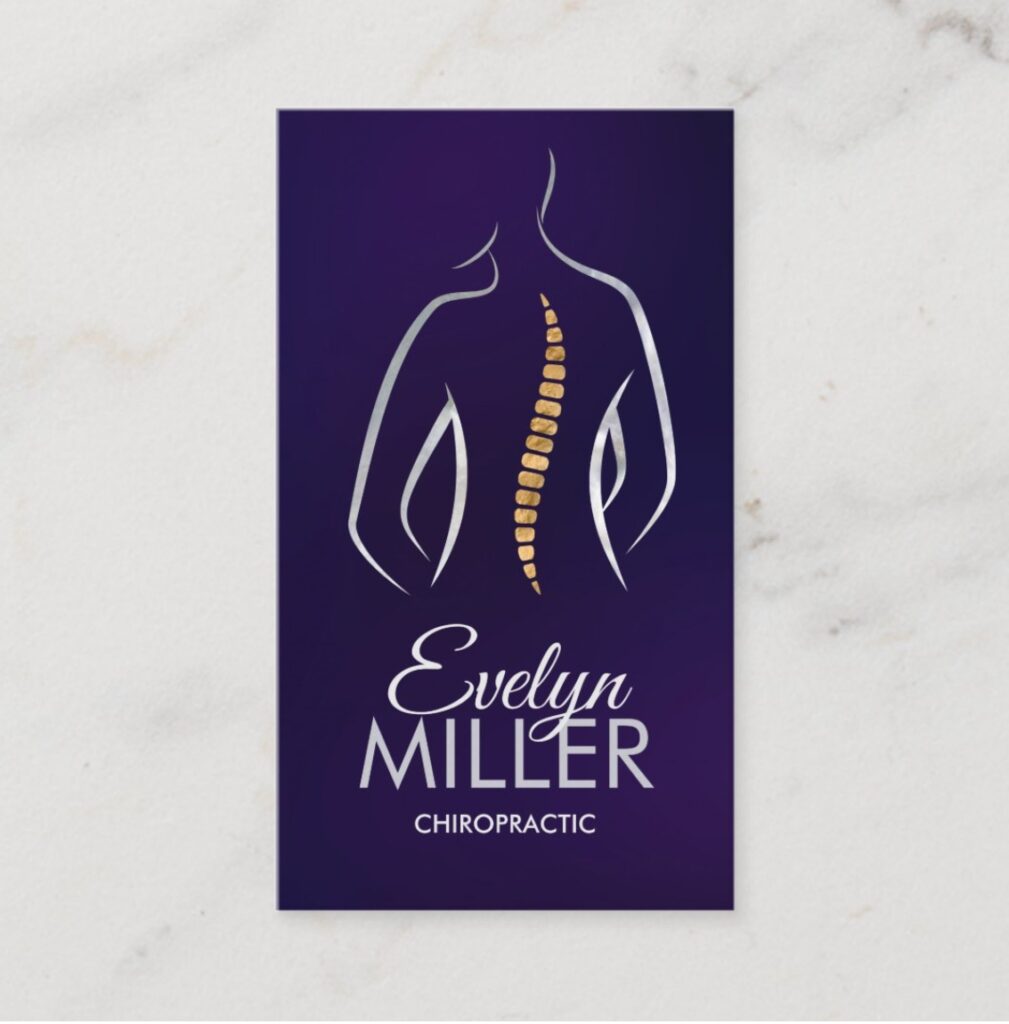 Spine Health Chiropractic Appointment Business Card - while and gold line art