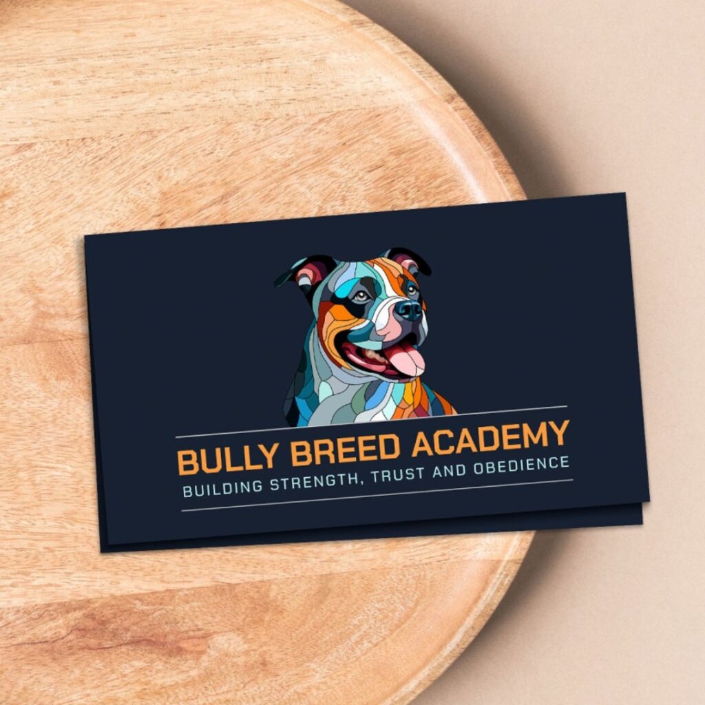 Colorful Mosaic Amstaff Dog trainer Business Card